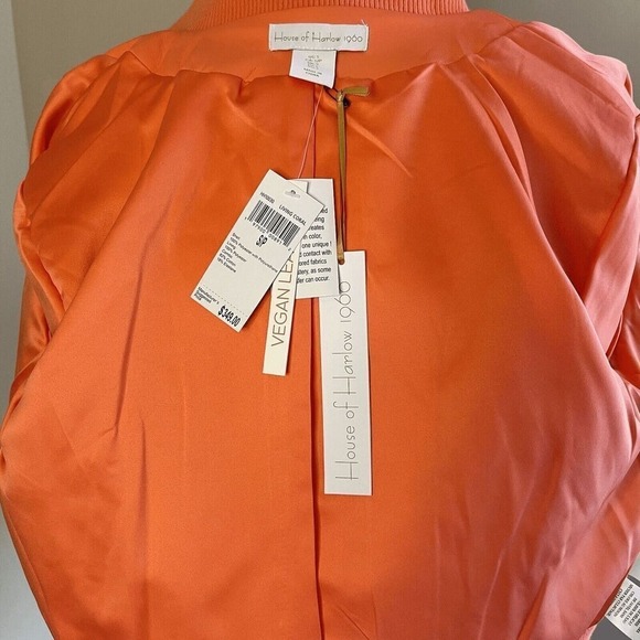 NWT House Of Harlow Vegan Leather Coral Bomber Jacket - SMALL. MSRP $349 - Picture 5 of 7